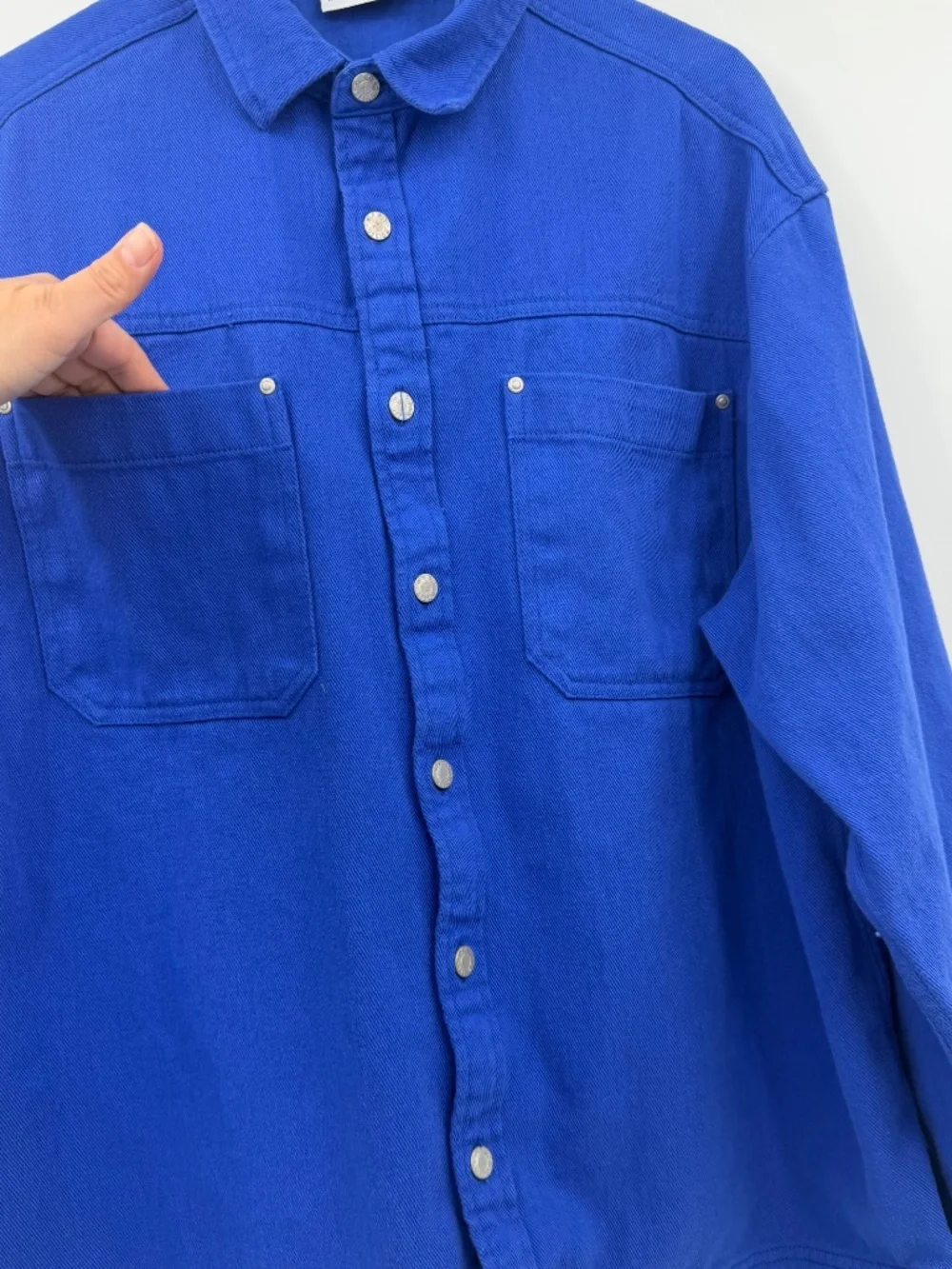 Asos Jacket Men Medium Blue Canvas Button Up Long Sleeve Shirt 90s Hiphop Y2K